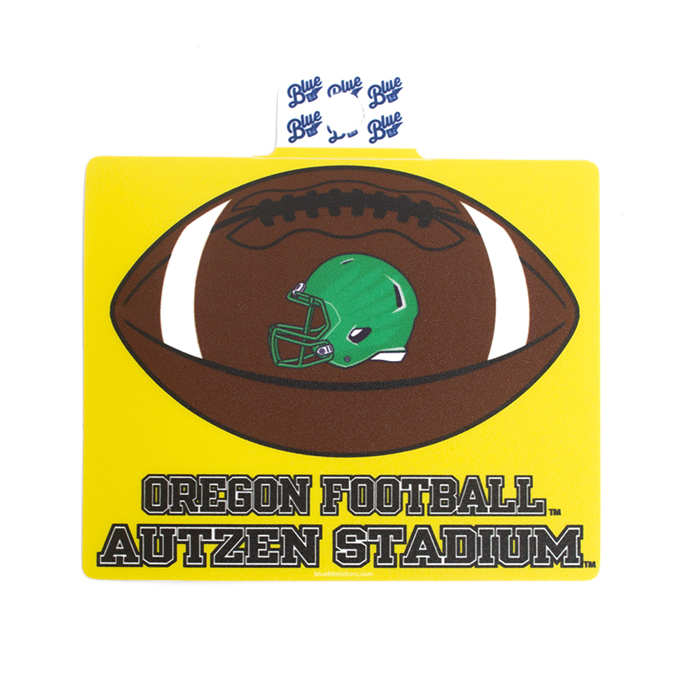 Autzen Stadium, Blue 84, Yellow, Stickers, Gifts, 3"x4", Football, Helmet with Wings design, 754017